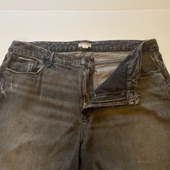 Good American Good Girlfriend Jeans High Rise Black Distressed Stretch Denim - Picture 3 of 14